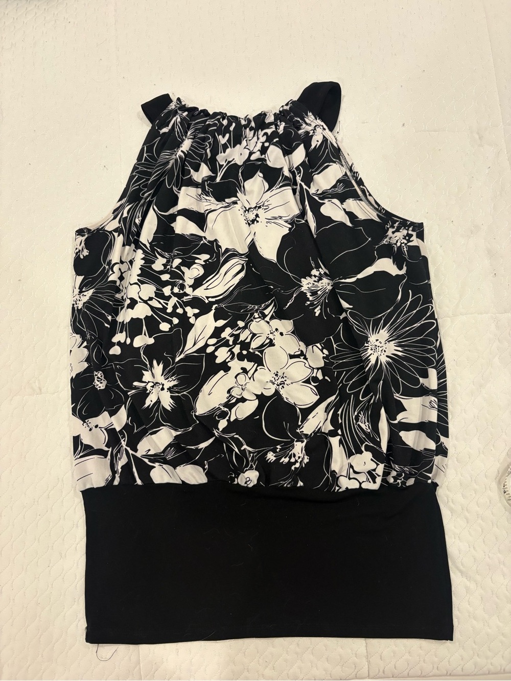 DCS Black & White Floral Halter Tank Top - Picture 2 of 4